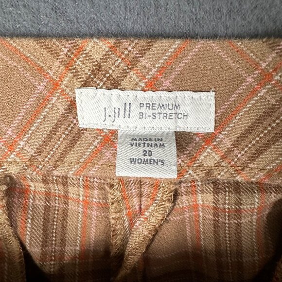 J Jill Womens 20 Brown Plaid Premium Bi-Stretch Straight Leg Cropped Pants Casua - Picture 5 of 11